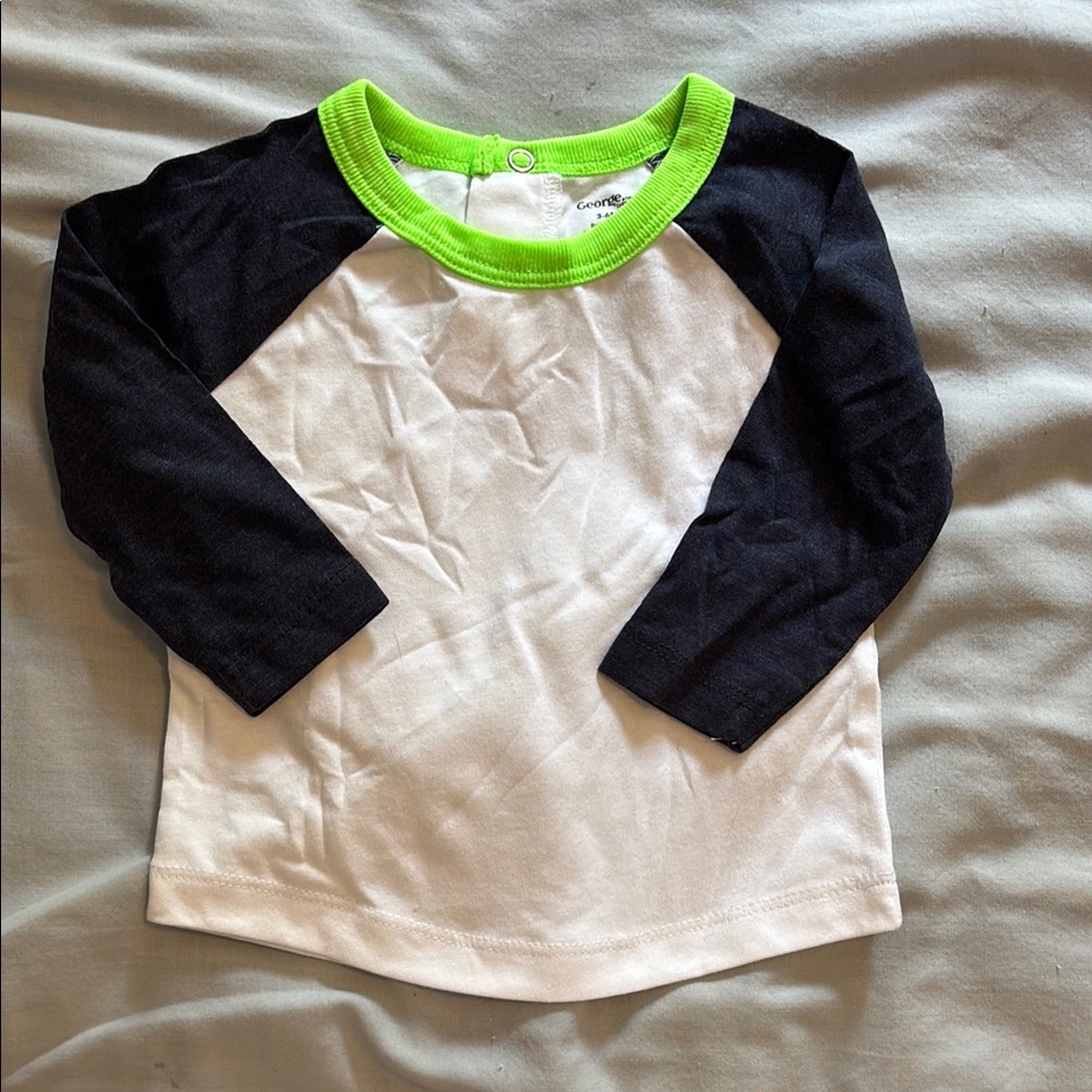 George Black and White Long Sleeve Raglan Tee
